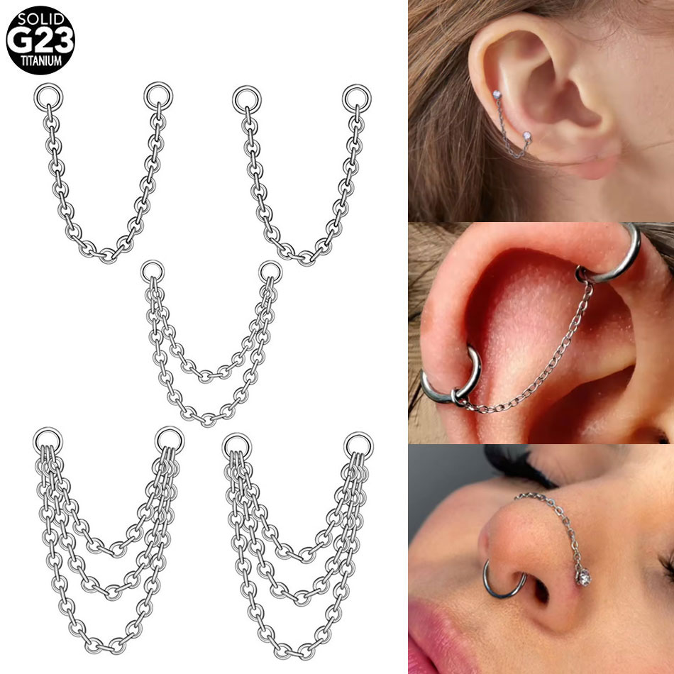 1/5PCS Titanium Double Chain f - Body Jewelry Industrial のレビューと価格