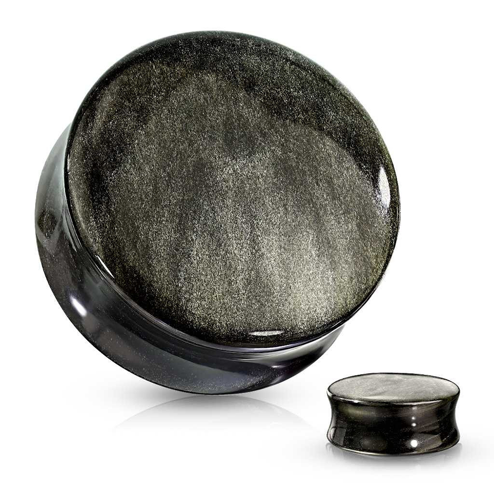Black Natural Stone Double Fla - Body Jewelry Gauge Sizes のレビューと価格