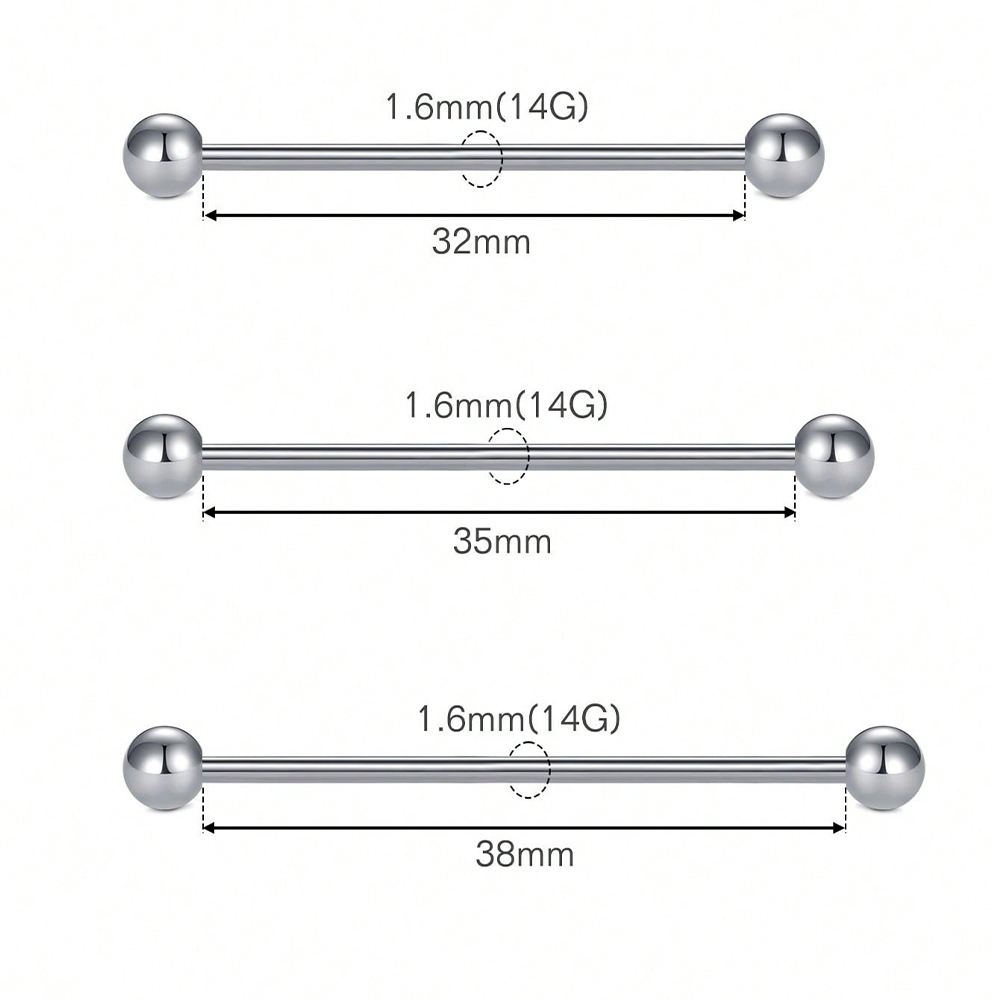 2PCS 14G Industrial Barbell Ca - Body Jewelry Industrial のレビューと価格