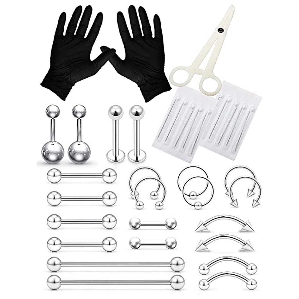 Piercing Kit Stainless Steel E - Body Jewelry Industrial のレビューと価格