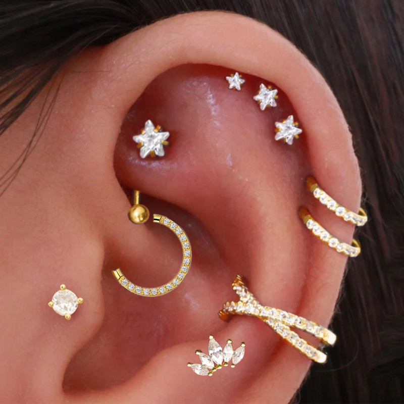 Helix Piercing Star Earrings W - Body Jewelry Trend のレビューと価格